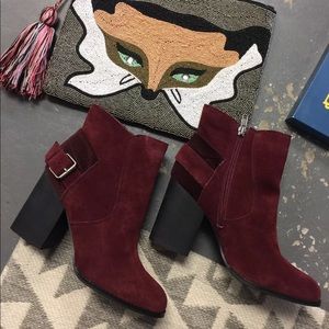Sbicca Suede Wine color Booties 3” block heel LAST FINAL PRICE SALE